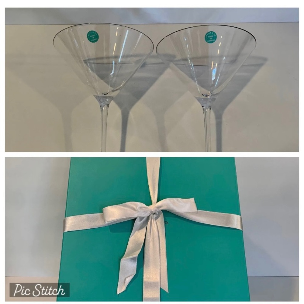 Tiffany & Co set of 2 Martini Glasses NEW In Original Box